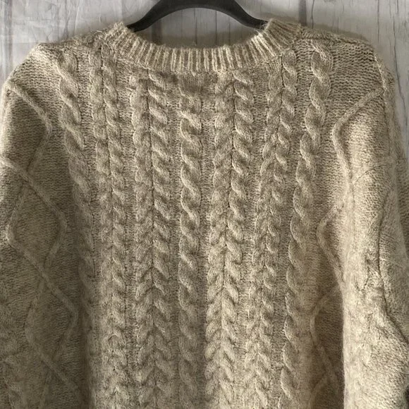 NWT MNG Mango Curve Chunky Cable Knit Sweater Ivory Beige/Collar Detail Plus 4XL - Picture 4 of 11